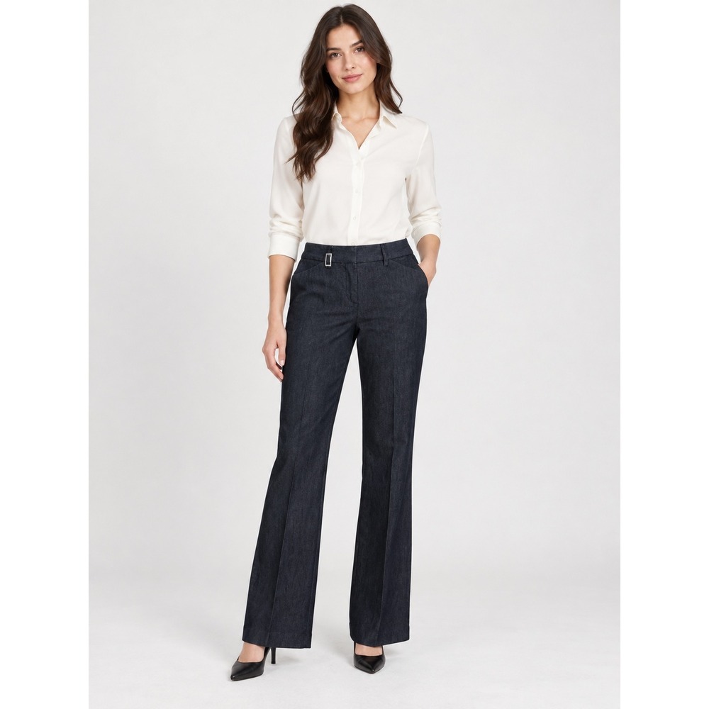 Express Editor Dark Indigo Wide Leg Trousers Pants Size 2R Blue Denim Look
